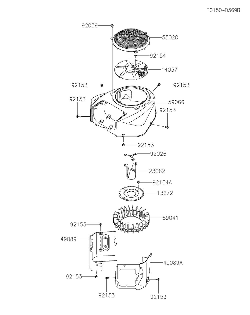 Cooling Equipment Diagram and Parts List for FR691V-HS05  Cub Cadet Lawn Tractor